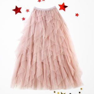 Elegant Pink A-Line Tulle Skirt